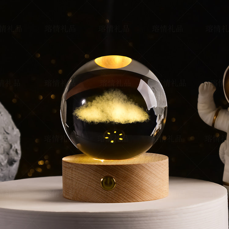 Starry Sky Crystal Ball Night Light Solar System Ornament 8cm Warm Light
