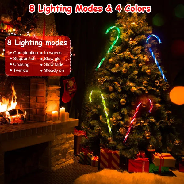 Solar Candy Cane Light - IP55 Waterproof, 8 Lighting Modes