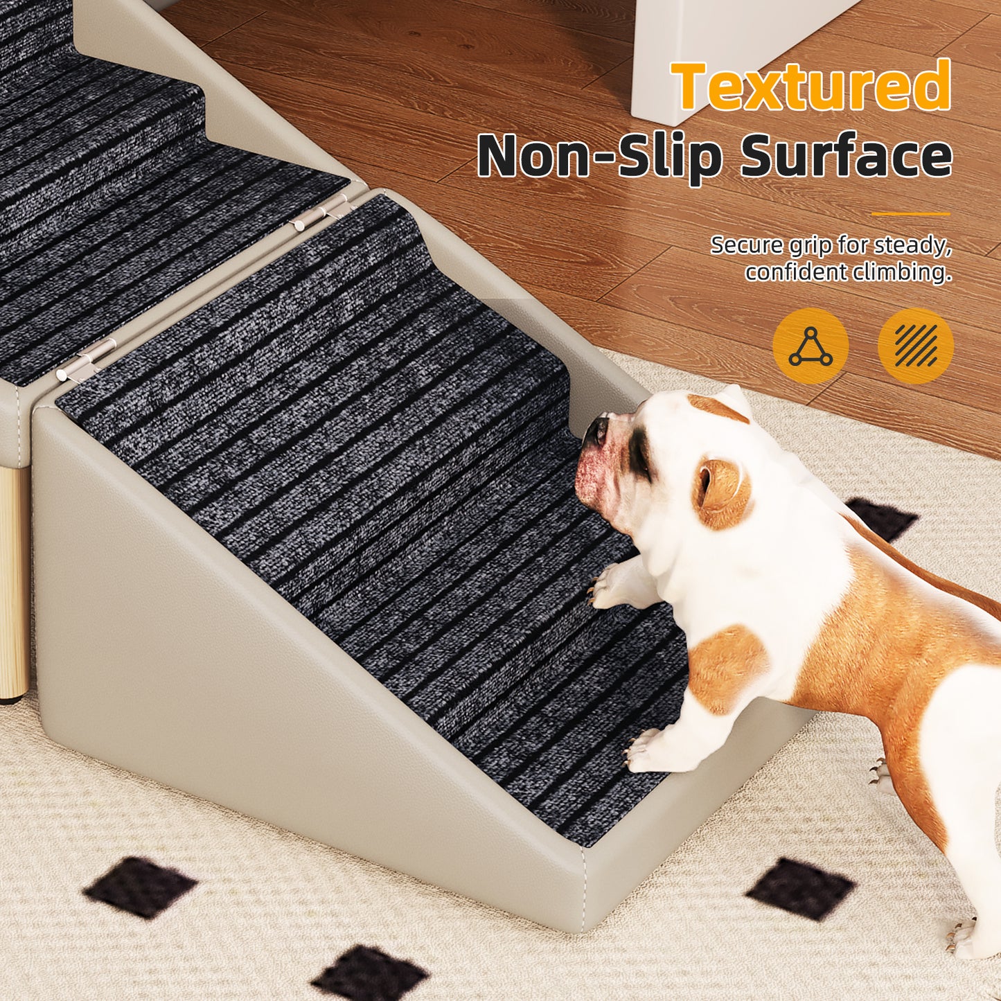 Foldable Wooden Pet Dog Ramp with Non-Slip Surface - 22.83 Inches