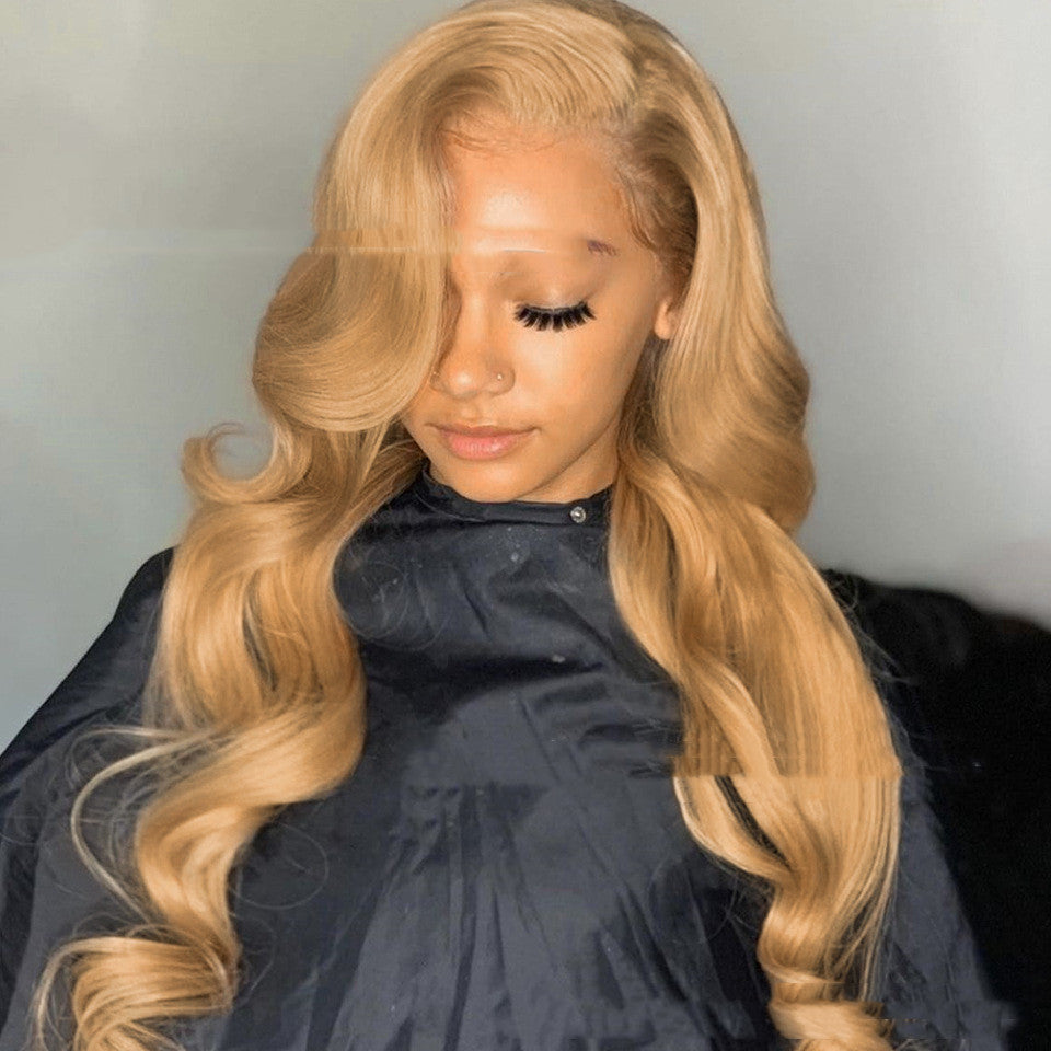 Medium Blonde Long Curly Hair Wig - A66