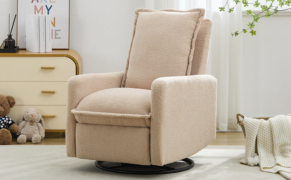 Swivel Rocker Recliner Chair - Teddy Fleece Oatmeal