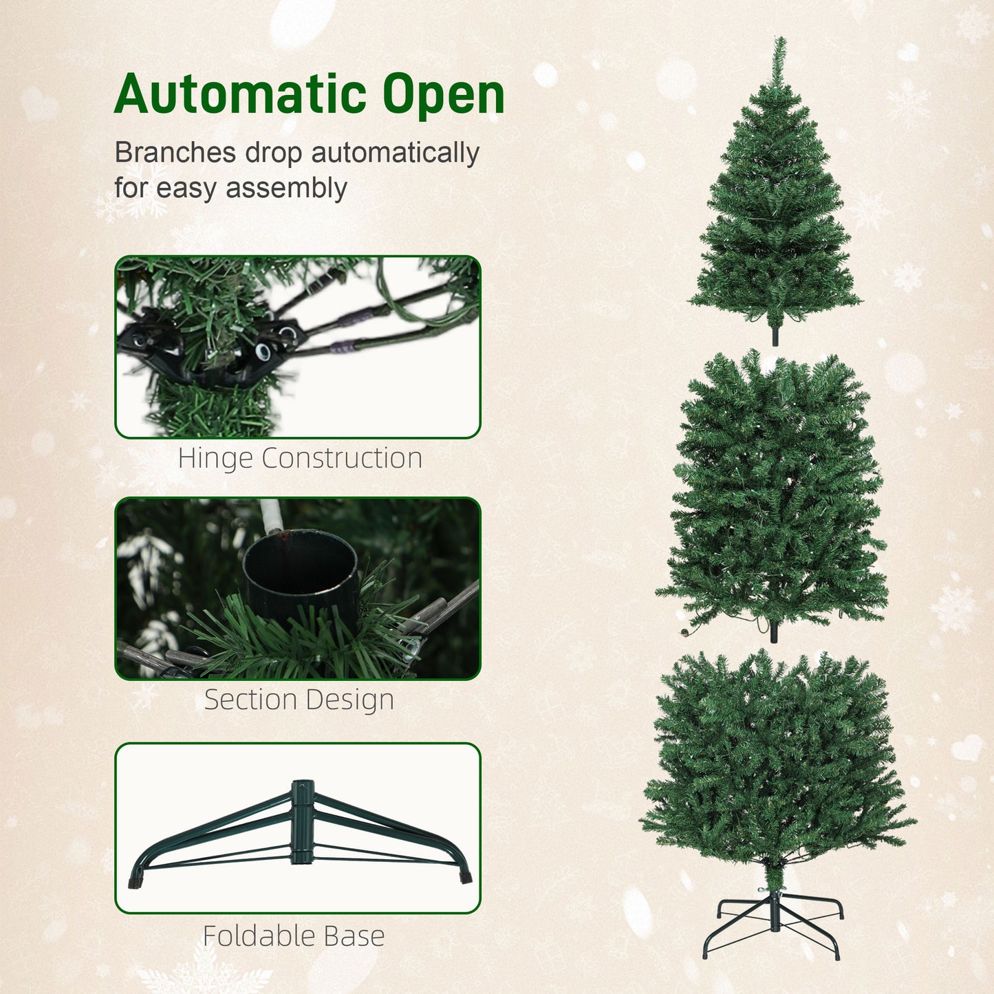 7ft Slim Artificial Christmas Tree with Colorful LED Lights & Remote