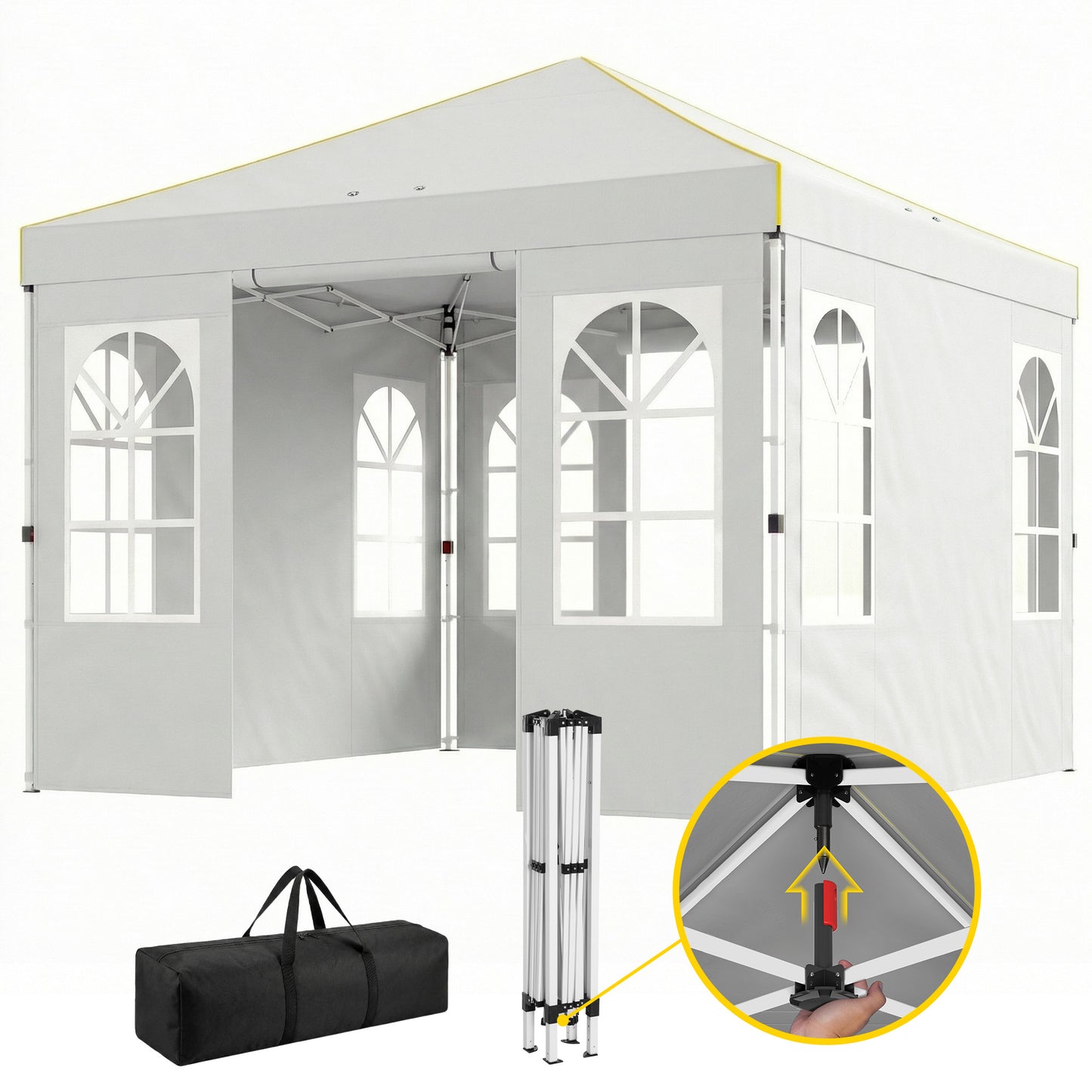 Pop Up Canopy Tent 9.6 x 9.6 ft with Sidewalls - White