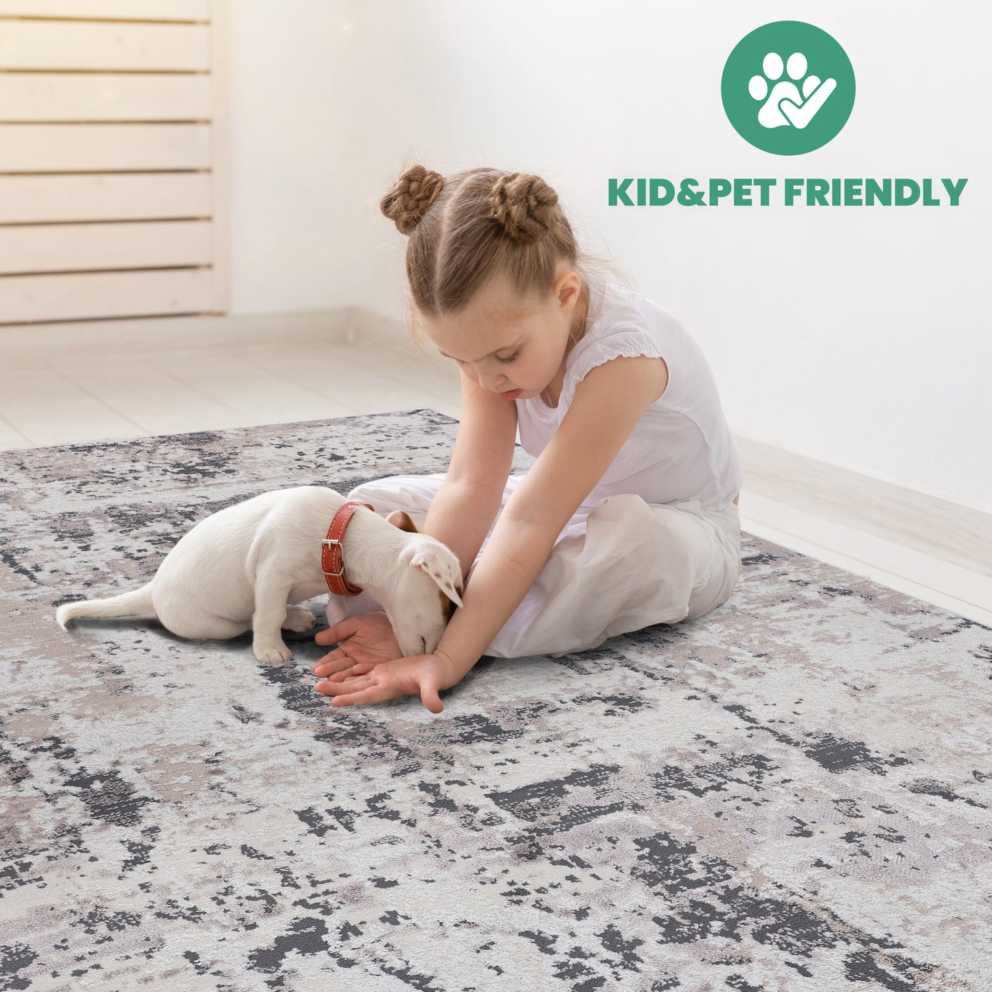 PAYAS 2X3 Cream Brown Abstract Doormat Rug