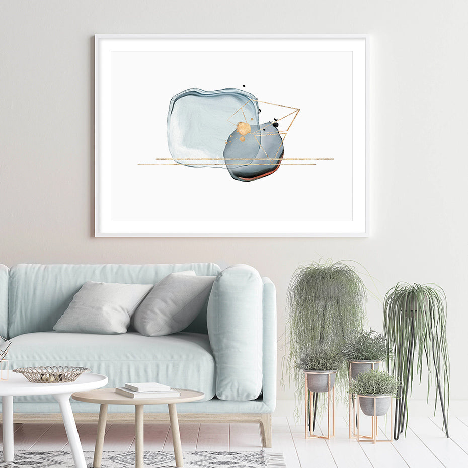 Abstract Ink Line Canvas Wall Art - Modern Geometric Painting for Home & Restaurant Decor