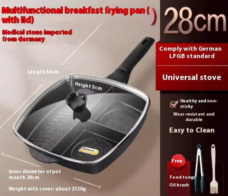 Non-Stick Multi-Function Omelette Pan with 3-in-1 Design, Black