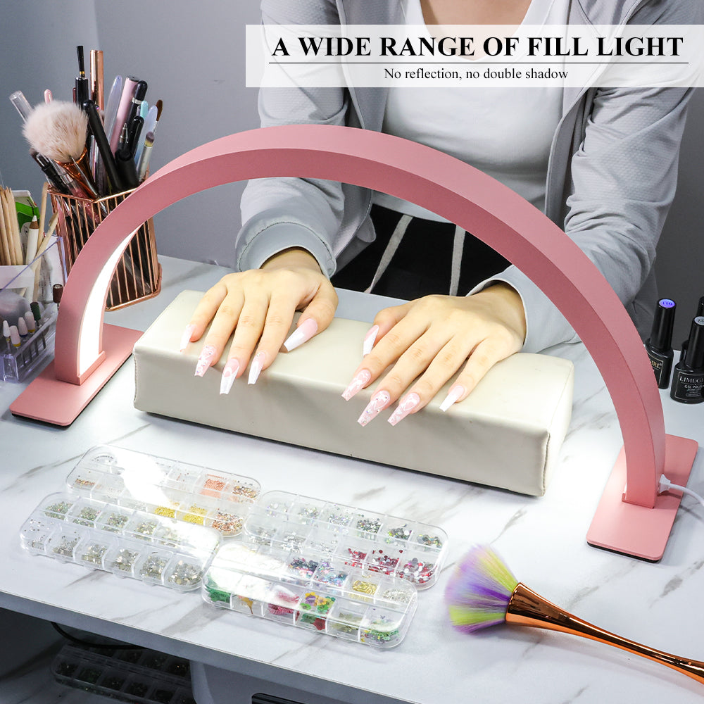17-Inch Half Moon LED Desk Lamp for Nail Art & Eyelash Extensions - Black