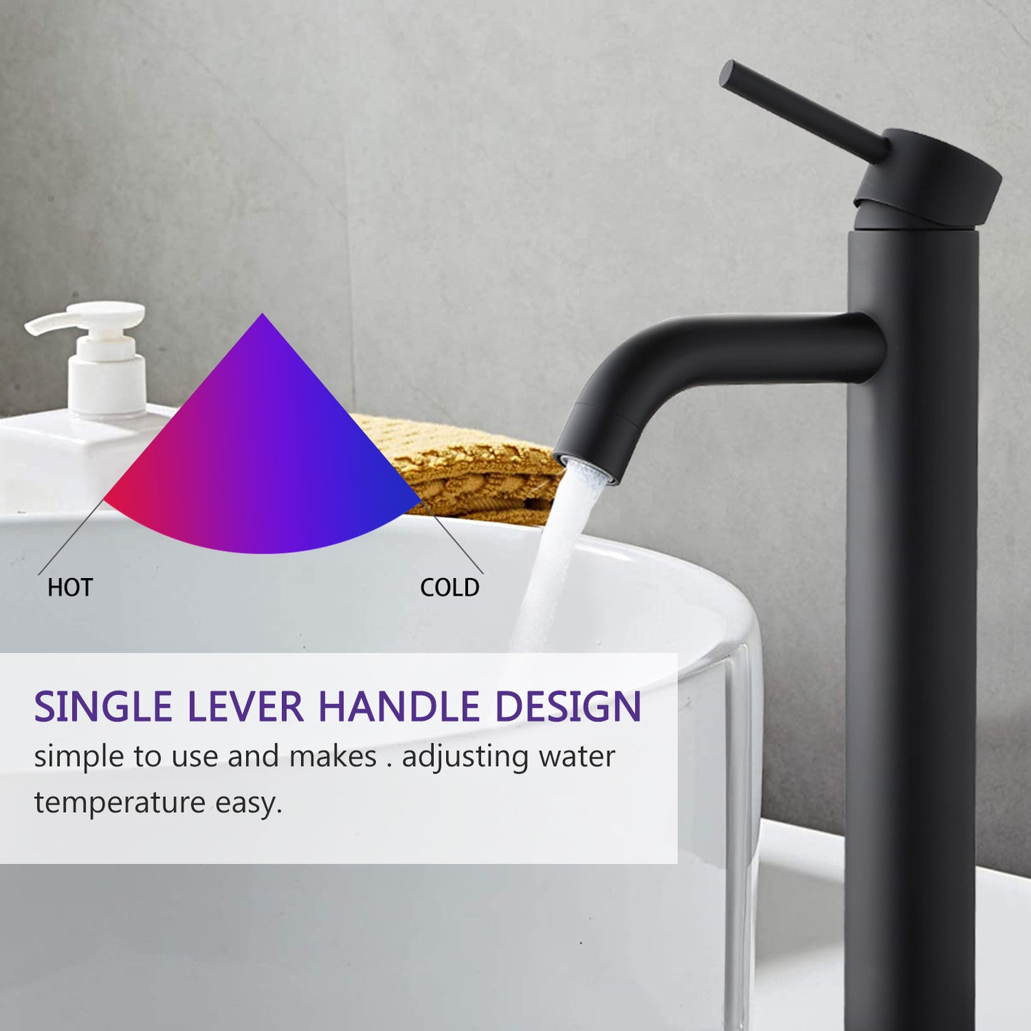 Modern Single Hole Bathroom Sink Faucet - Matte Black