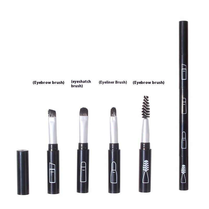 Multifunctional Aluminum Makeup Brush Set - 4-in-1 Eye Shadow & Face Tools