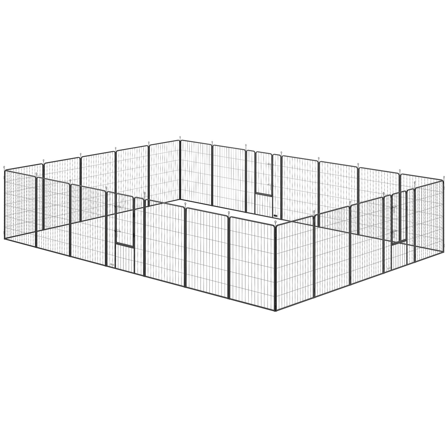 Indoor & Outdoor Dog Playpen with Lockable Doors, 24 Panels, Black