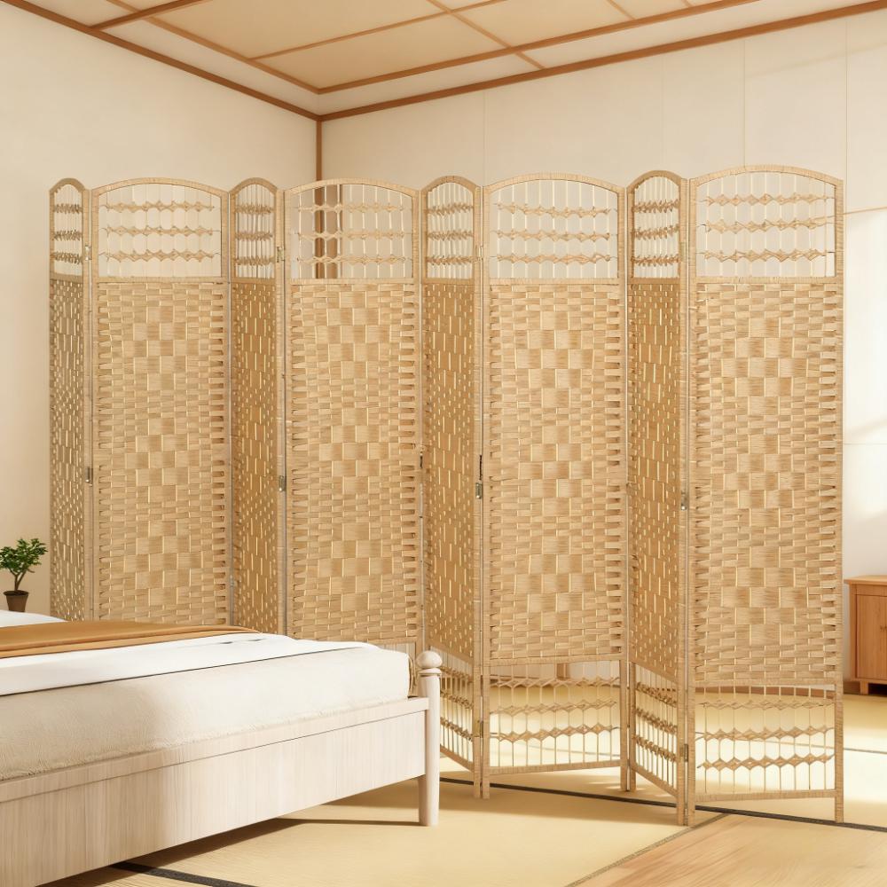 8 Panel Folding Room Divider Privacy Screen - Natural
