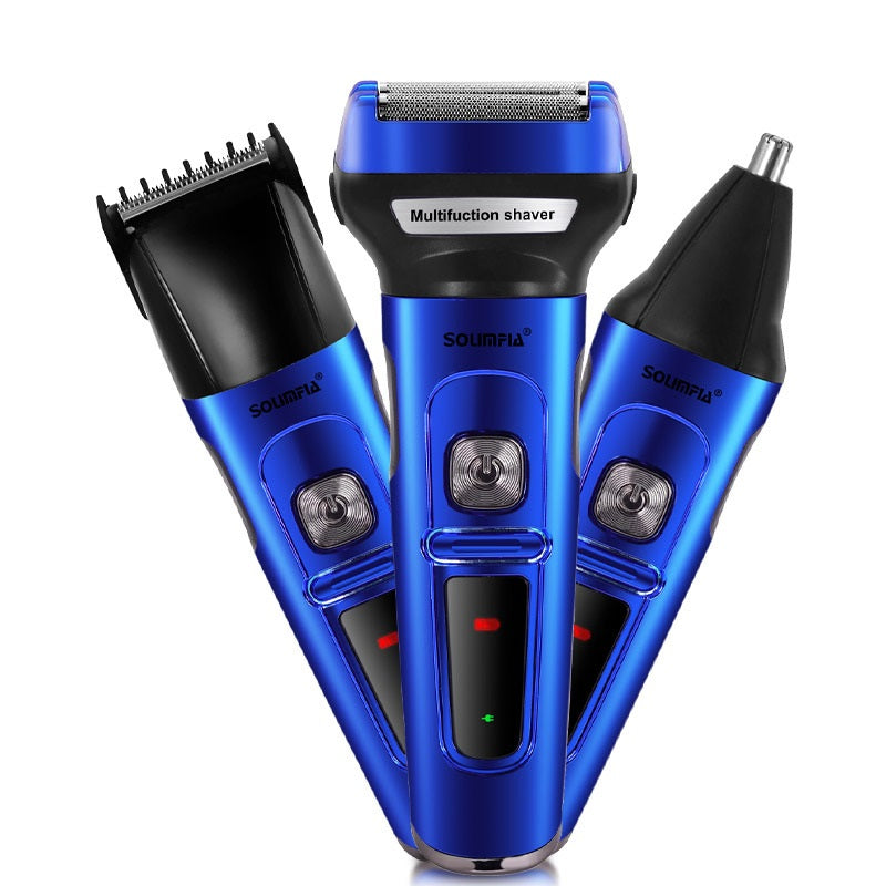 Three-in-One Electric Shaver with Nose Hair Trimmer