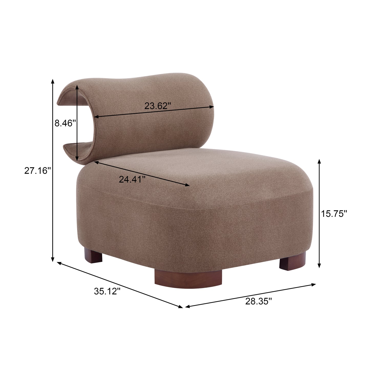 Modern Brown Accent Chair - Pet-Friendly, 330 lbs Capacity