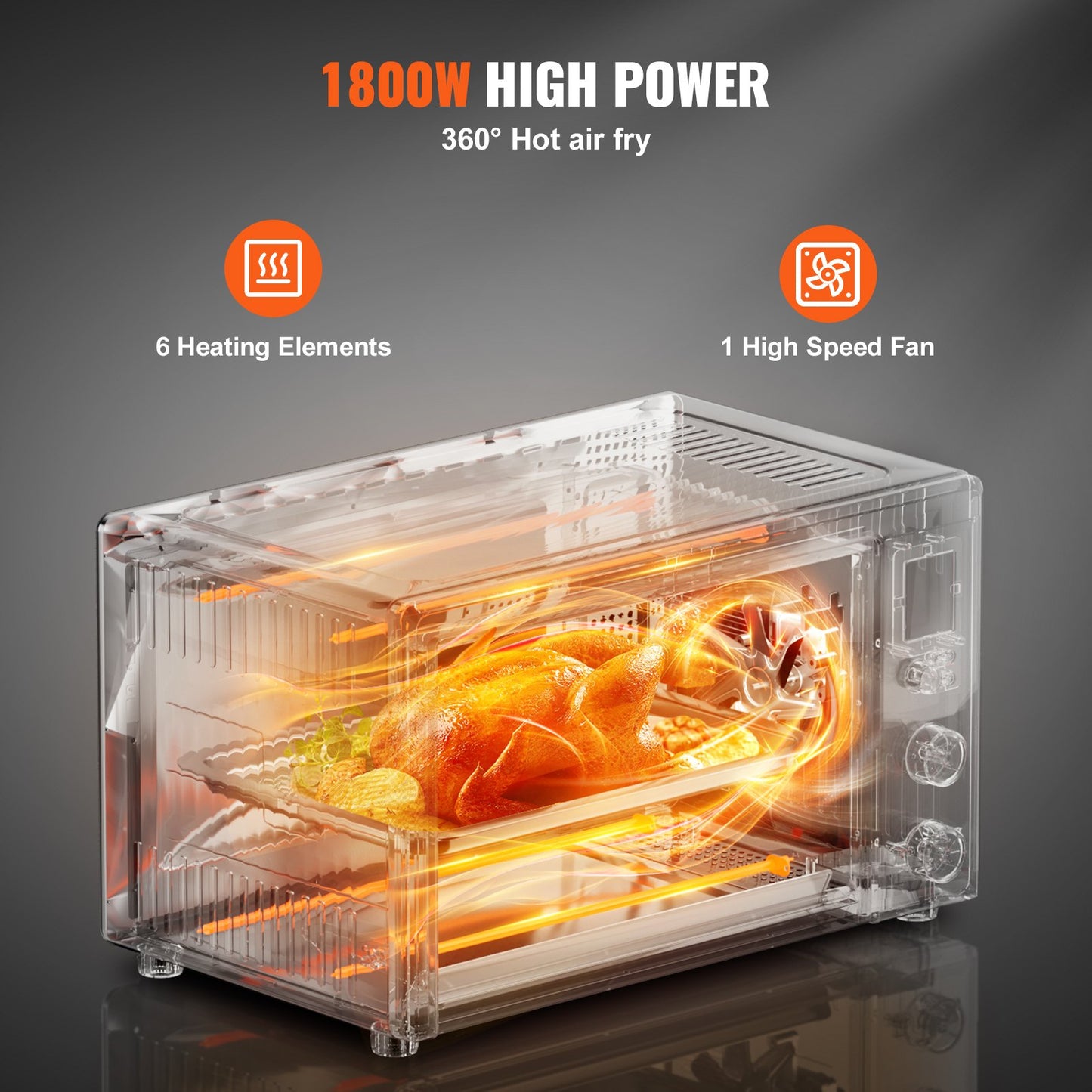 13-in-1 Air Fryer Toaster Oven 28L 1800W Convection Oven for Home Use - Silver