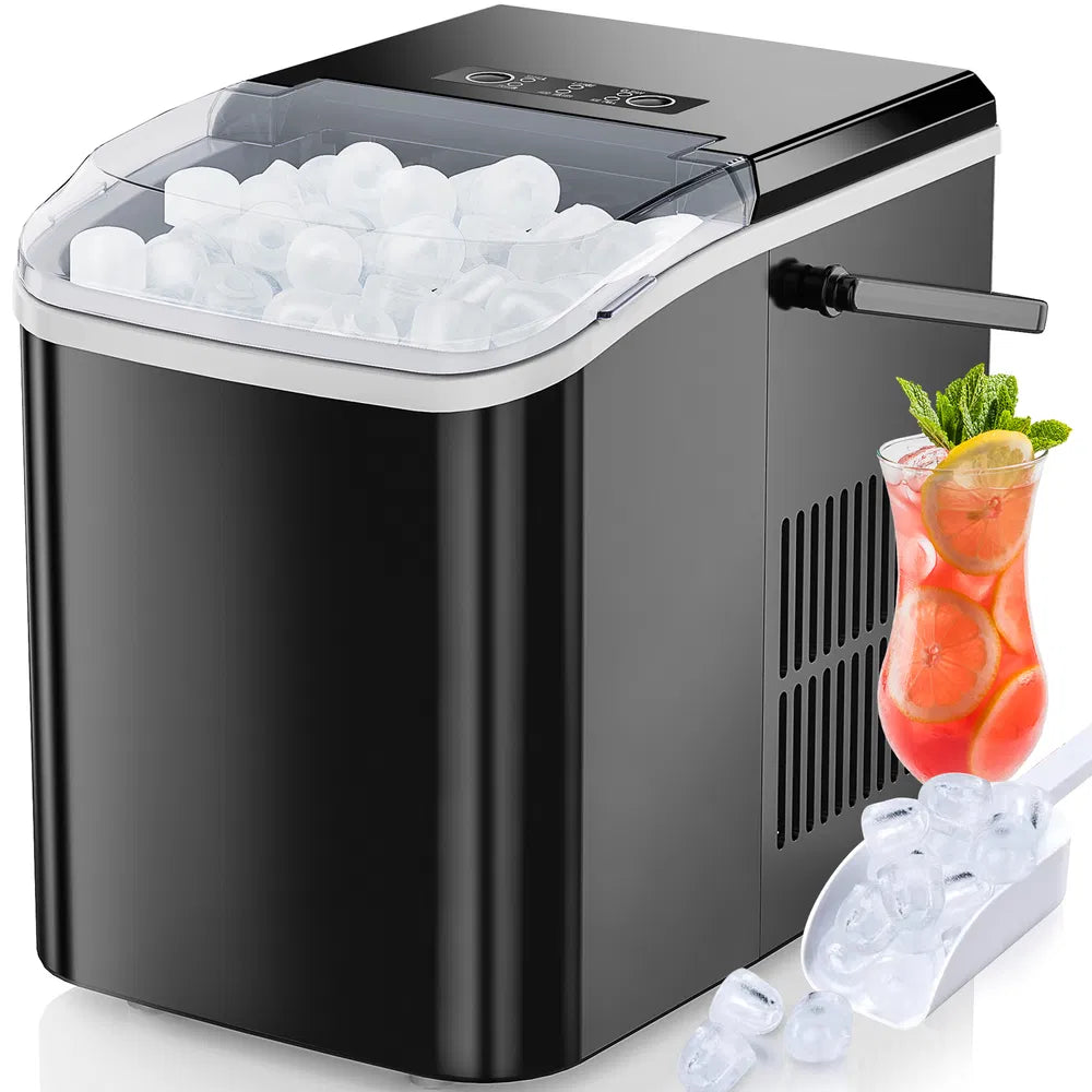 Portable Countertop Ice Maker with Handle, 26lbs/24H Self-Cleaning Compact Ice Machine for Home and Travel