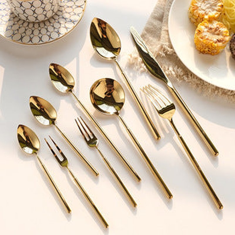 Stainless Steel Knife Fork Spoon Set - Household Tableware for Dining