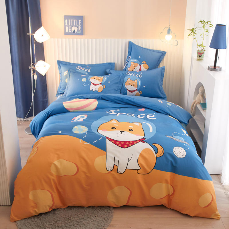 Kids Cotton Cartoon Bedding Set - Boys Girls Bed Linen & Pillowcases