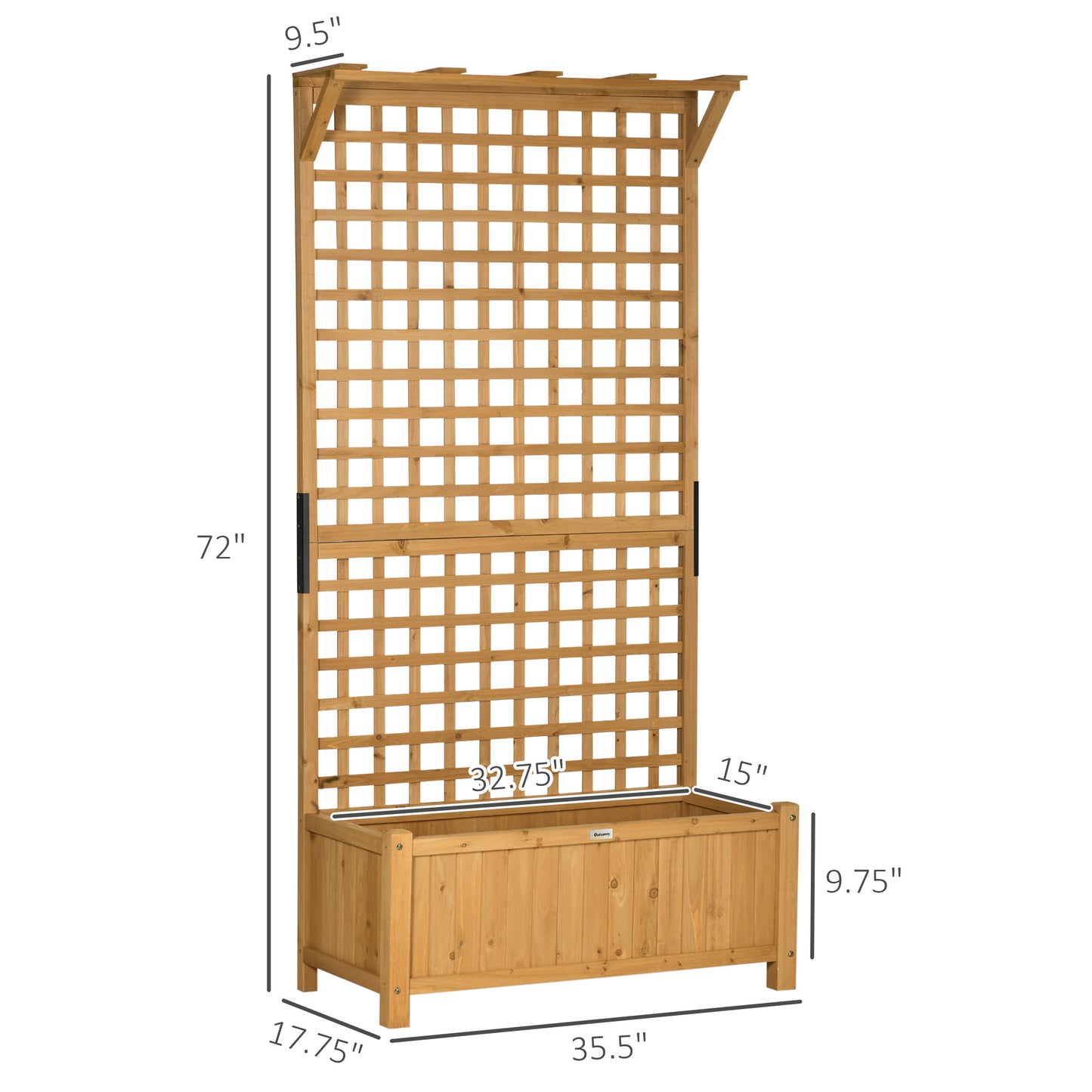 Wood Planter with Trellis for Climbing Vines - Raised Garden Bed, Yellow