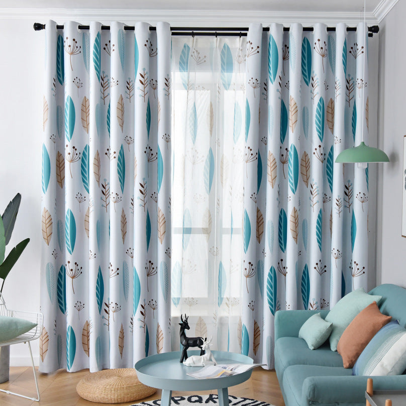 Nordic Style Leaf-Shading Curtain for Bedroom & Living Room - Modern Home Textile