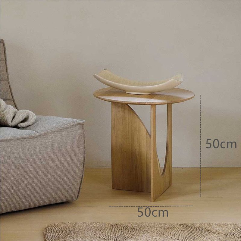 Solid Wood Side Table with Geometric Design - Black Bedside Nightstand