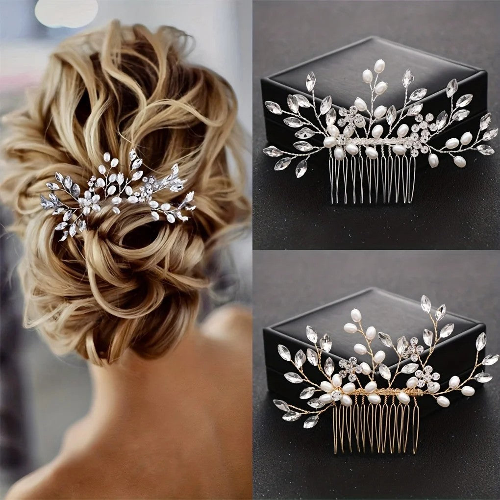 Handmade Pearl Crystal Hair Comb