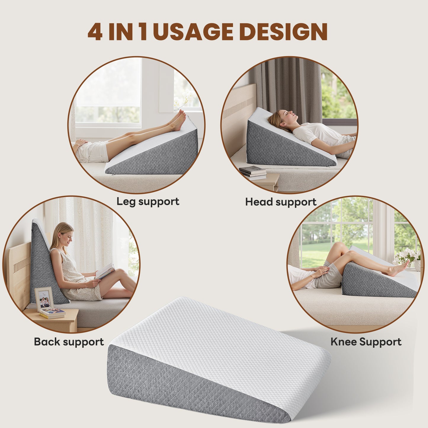 Memory Foam Wedge Pillow - Versatile Support for Comfort