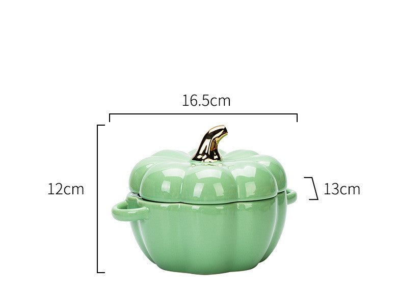 Binaural Ceramic Salad Soup Bowl with Lid - Japanese Style Porcelain Kitchenware