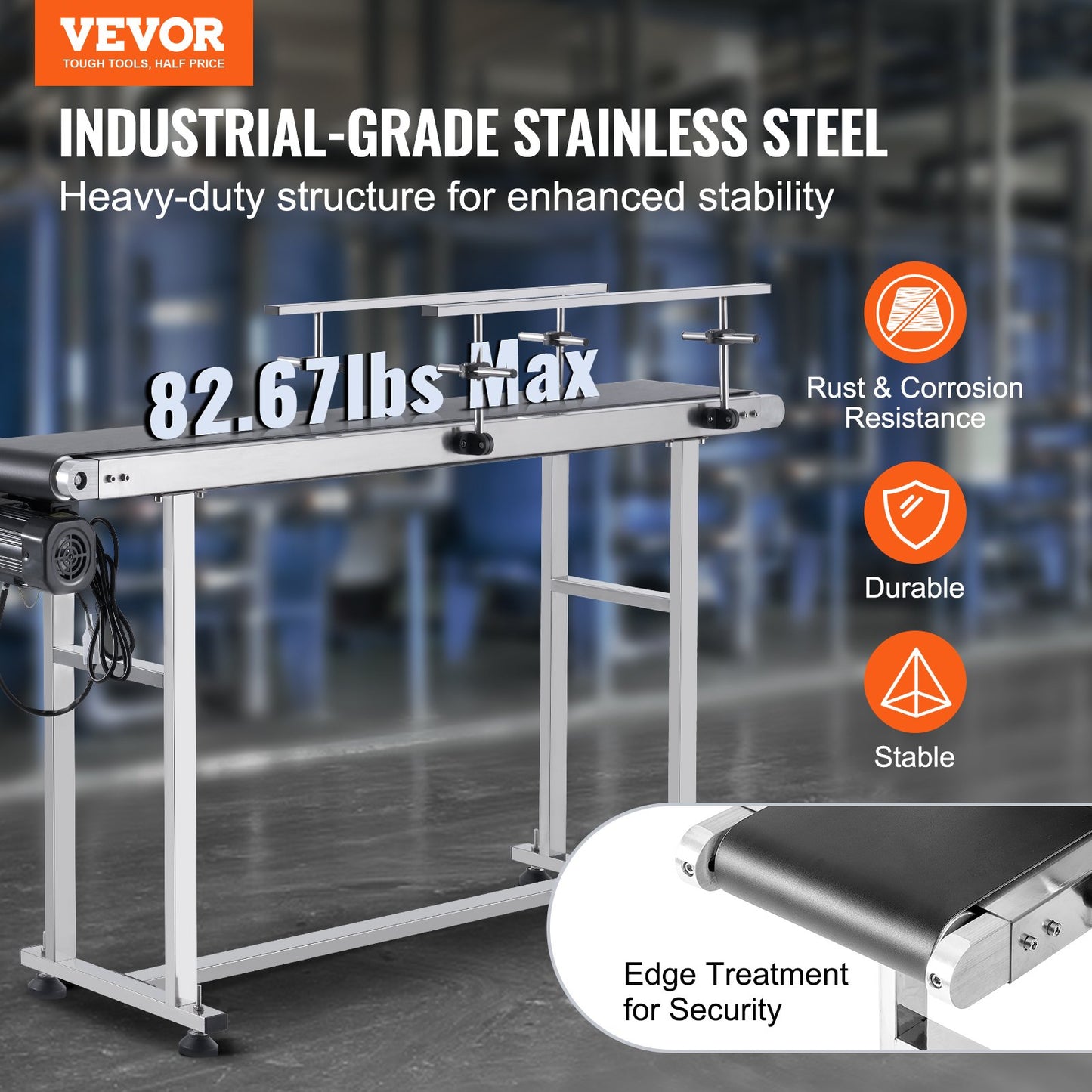 Heavy Duty Stainless Steel Belt Conveyor 59x7.8 Inch for Industrial Use