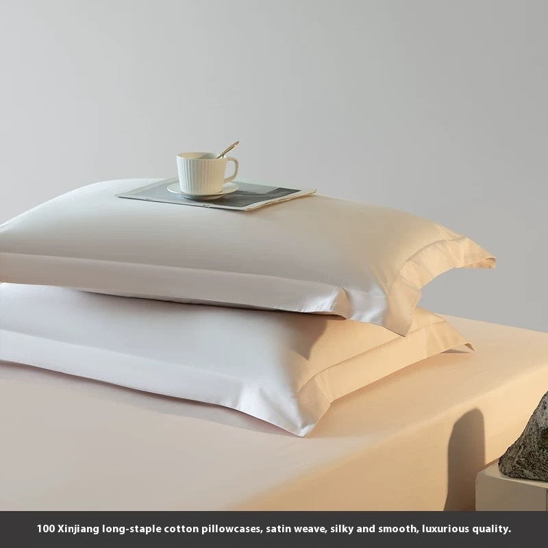 Solid Color Cotton Pillowcase Set - 48x74cm Long-Staple Home Bedding
