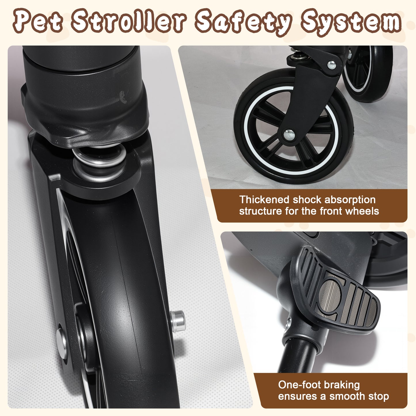 Pet Stroller for Dogs and Cats - Foldable 2-in-1 Detachable Design with Sun Canopy
