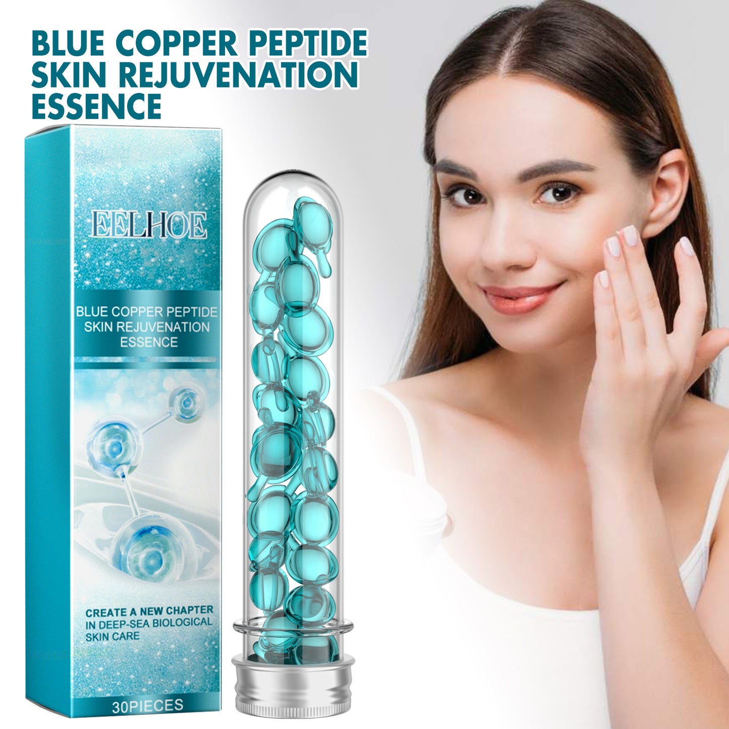 Blue Copper Peptide Facial Essence Capsules - Anti-Aging Skin Firming Serum