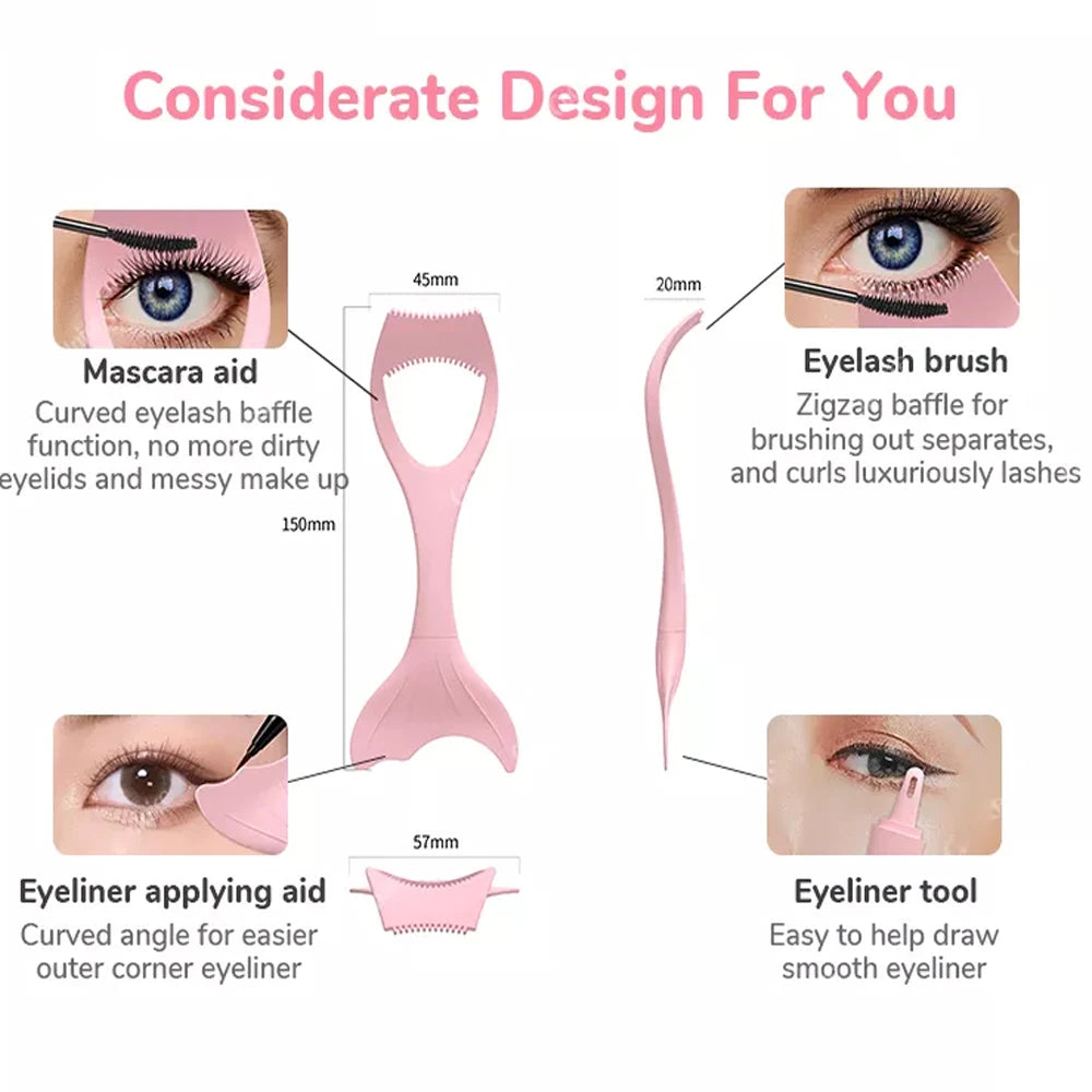 3-in-1 Silicone Eyeliner and Mascara Guard Makeup Applicator Tool