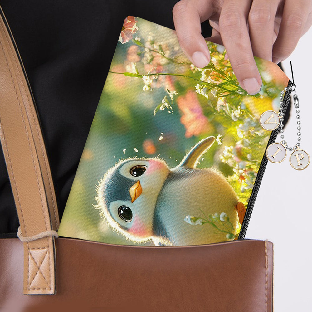 12 Pcs DIY Paintable Canvas Pouch Set with Charms and Chains