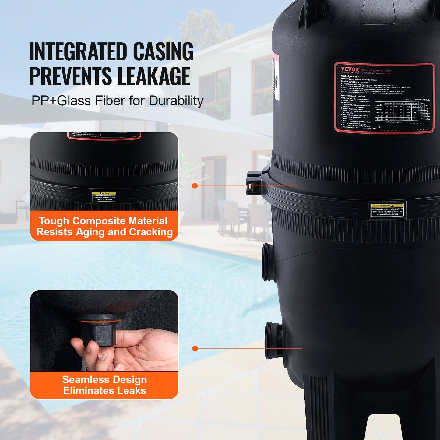 Inground & Above Ground Pool Filter System 425 Sq Ft Leak-Proof Cartridge