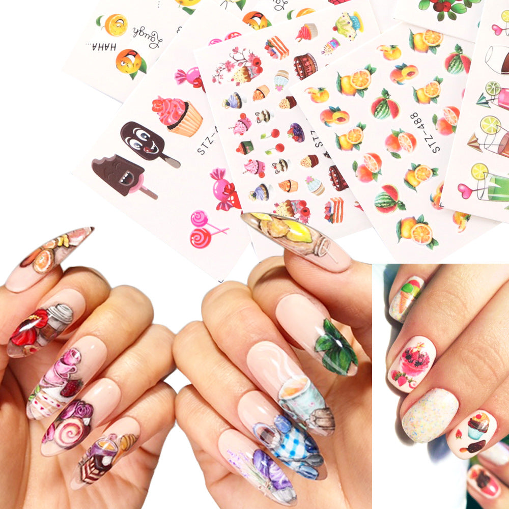 Colorful Butterfly Fruit Lace Nail Watermark Stickers - Assorted Designs