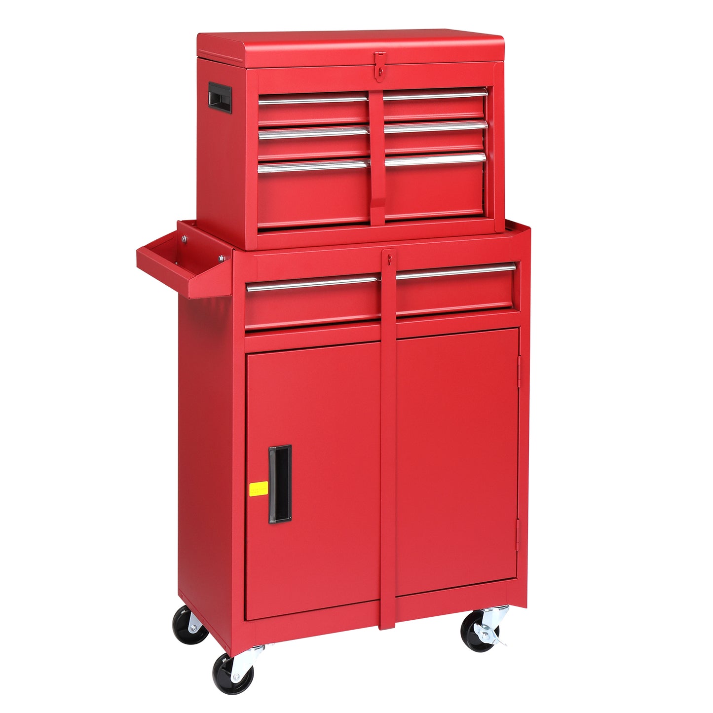 4-Drawer Steel Tool Cabinet with Lock - Heavy Duty Service Cart in Red