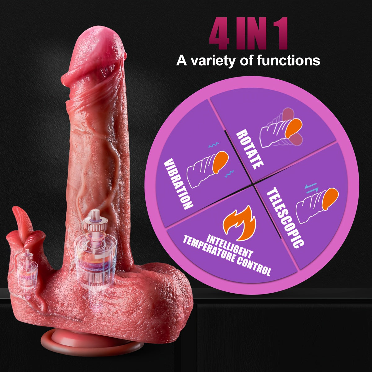 Realistic Thrusting Dildo Vibrator with 9 Heat & Licking Modes