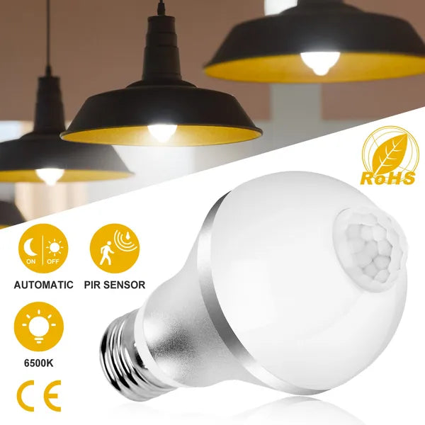 E27 Motion Sensor LED Light Bulb 9W 1000LM Dusk to Dawn Indoor Outdoor