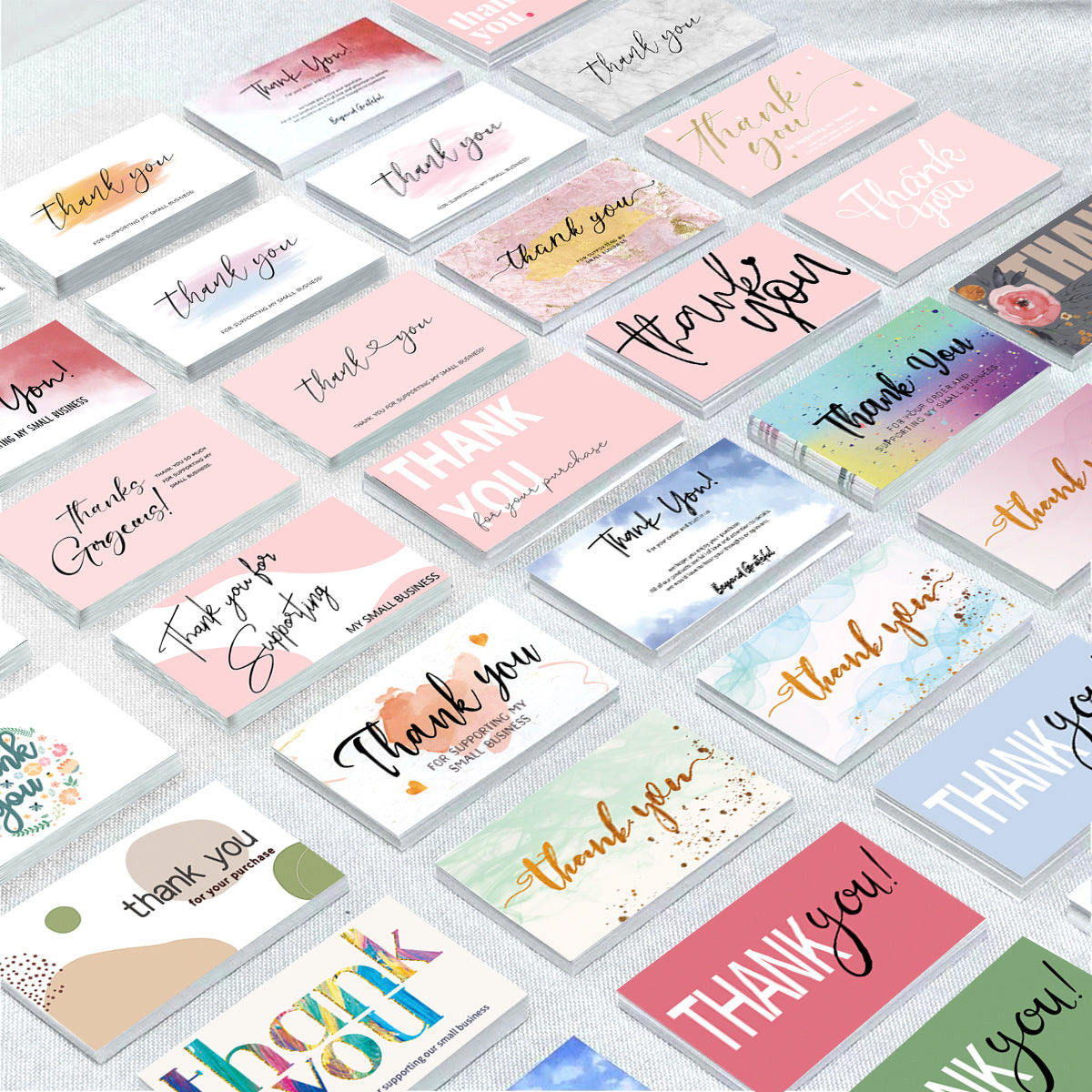 Thank You Greeting Cards Set for Weddings Parties & Holidays - 50 Pack