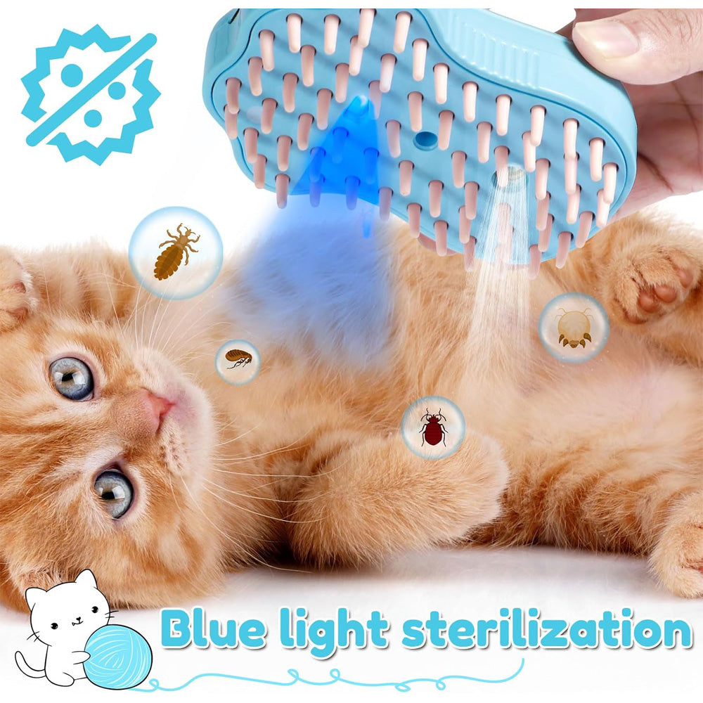 Rechargeable Pet Steam Grooming Brush with Paw Shape and Soft Silicone Teeth