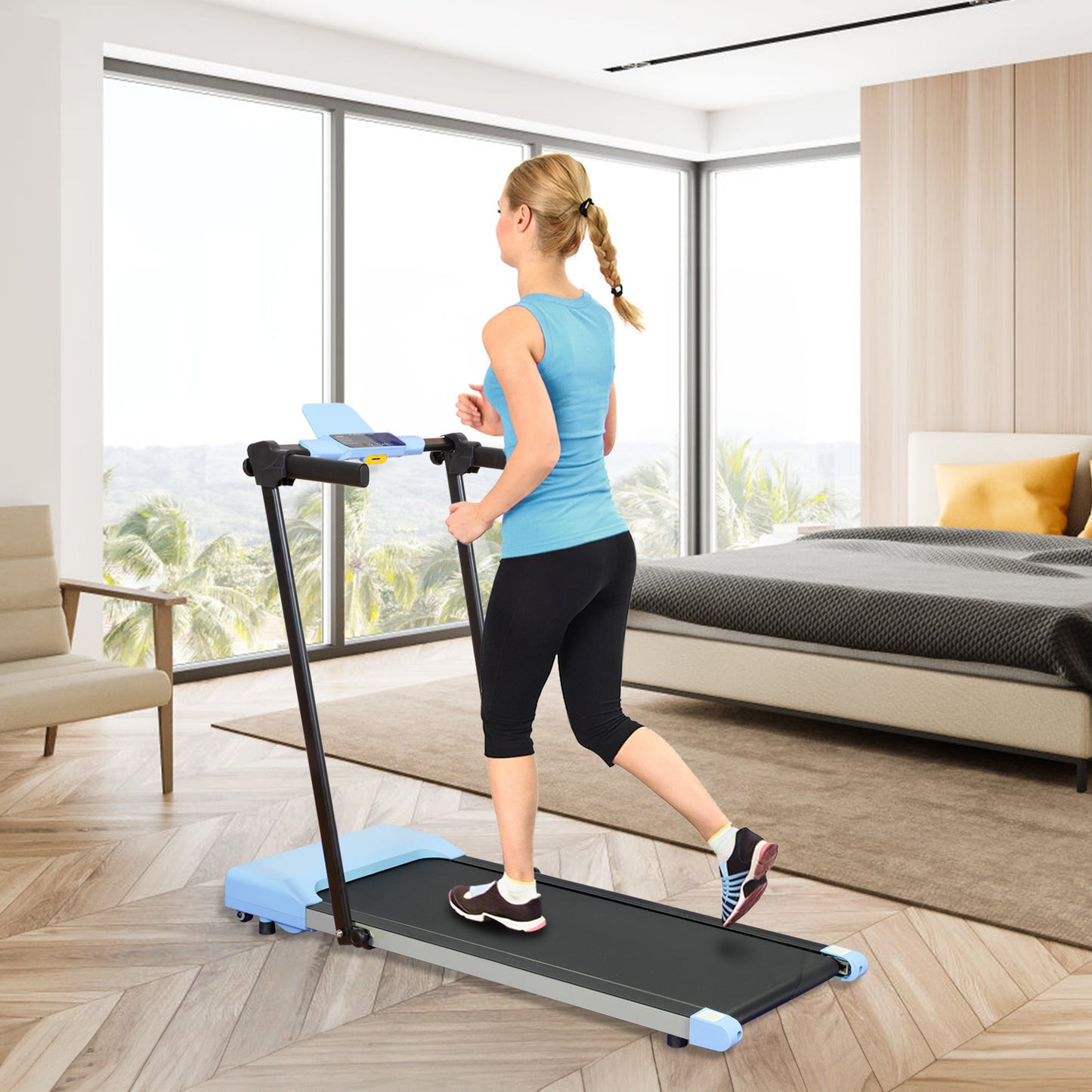 Treadmill for Home with LED Display - Blue