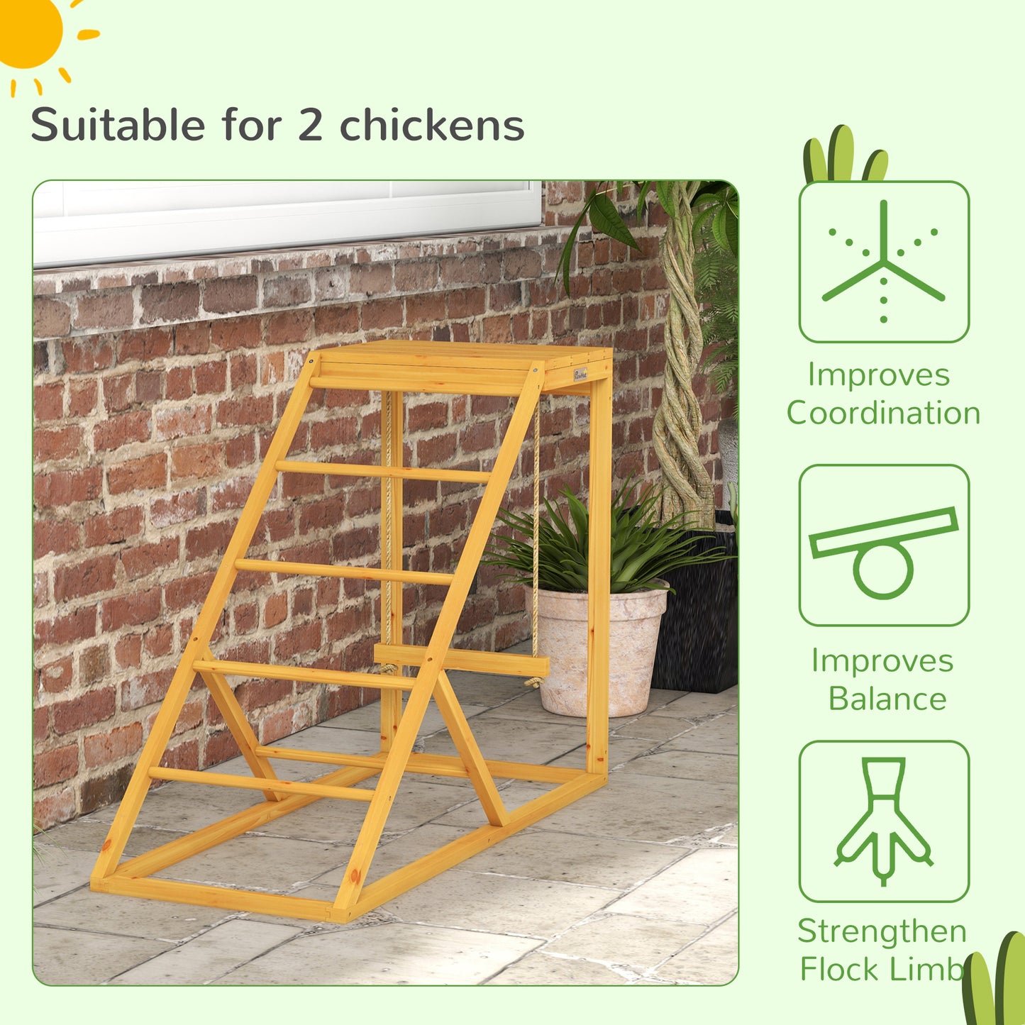 Chicken Activity Play Set with Perches & Ladder - Yellow, 1040x495x140mm