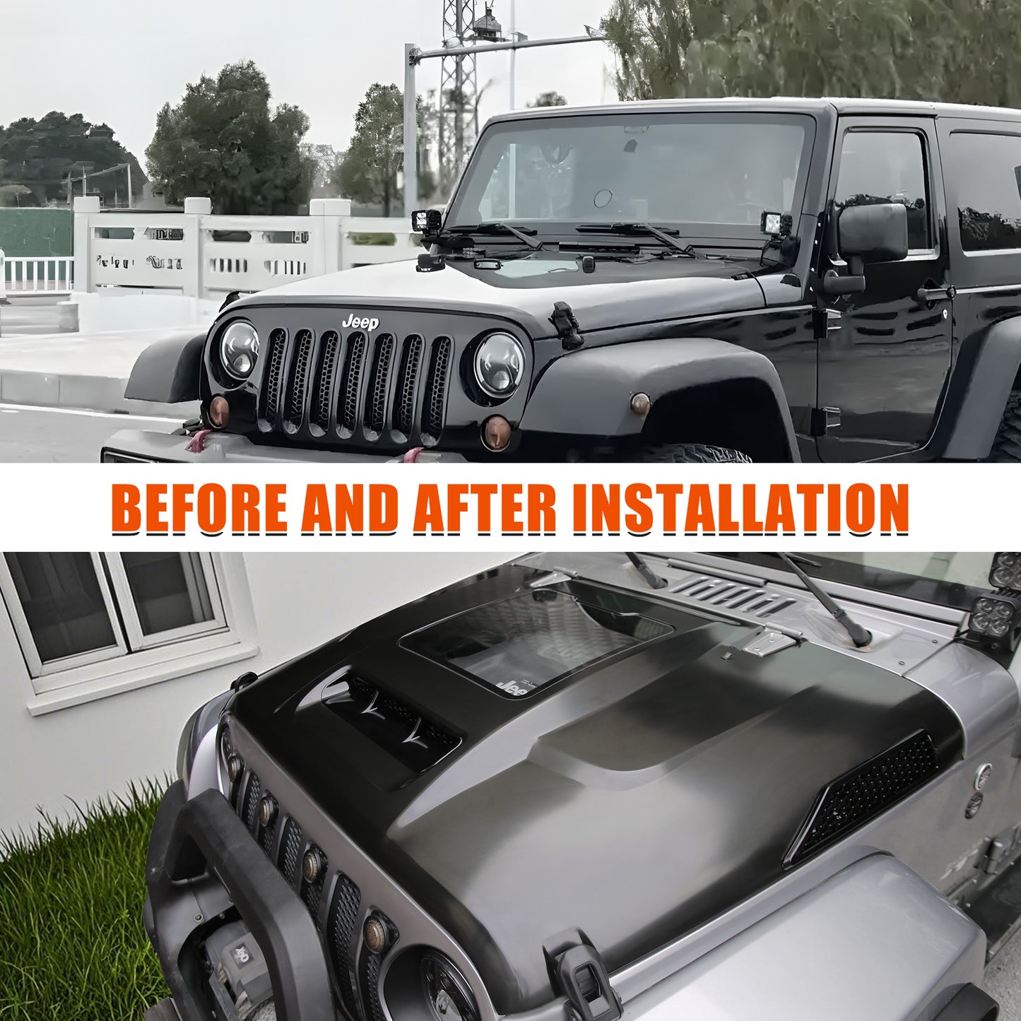 Replacement Hood Vented Heat Dispersion For 2007-2017 Wrangler JK JKU