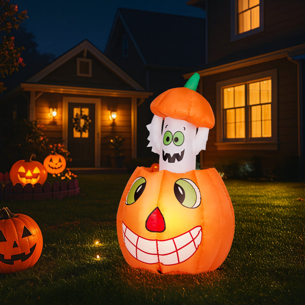 2.8FT Inflatable Animated Pumpkin Ghost with LED Lights