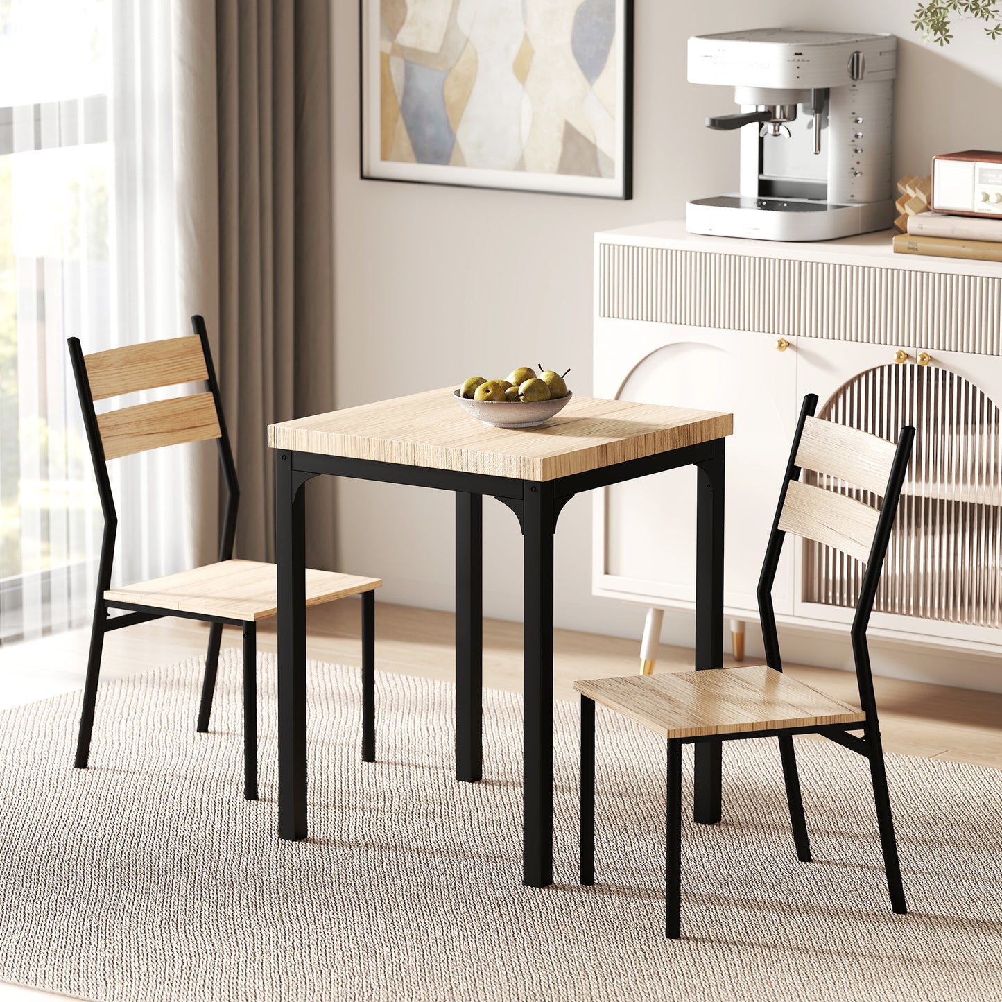 3-Piece Dining Table Set for 2 - Modern Kitchen Nook Furniture