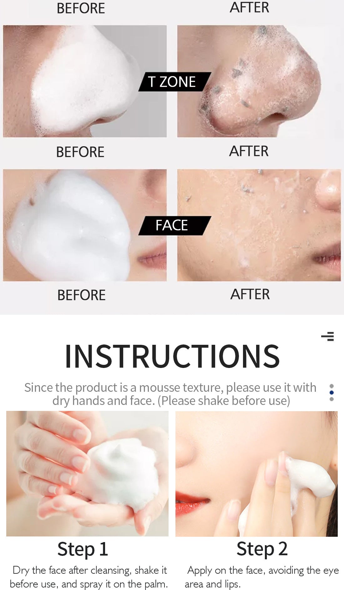 Exfoliating Mousse Facial Cleanser 60ml - Skin Care for Smooth Skin