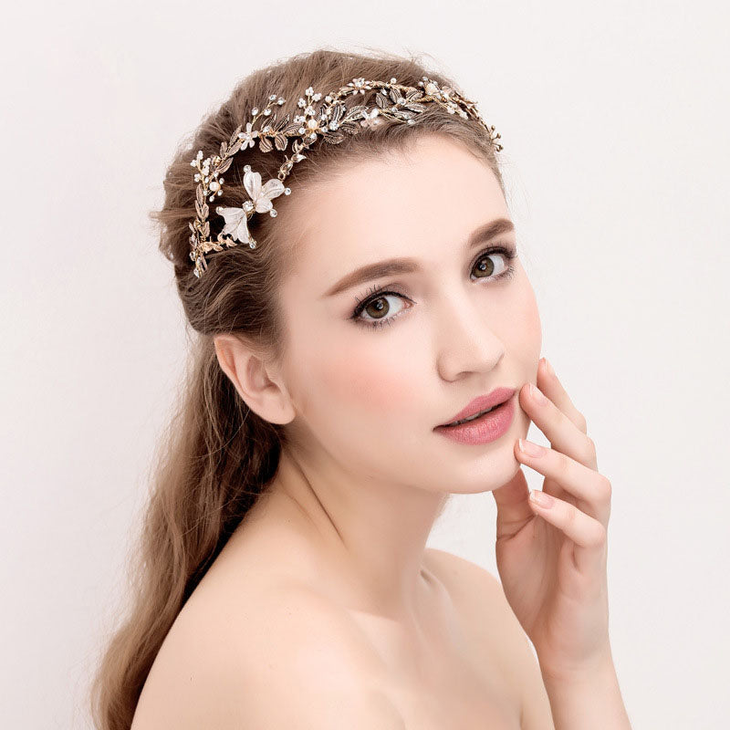 Vintage Gold Bridal Crown Hair Hoop - Old Gold