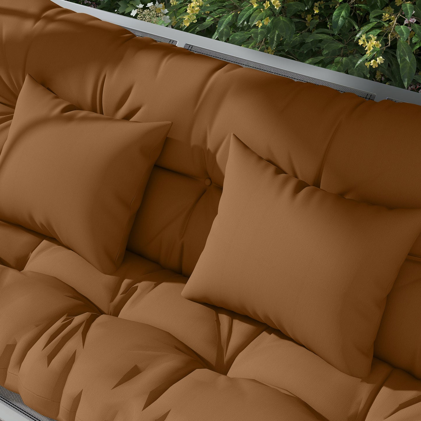 59" Outdoor Bench Cushion Set with Throw Pillows - Tan