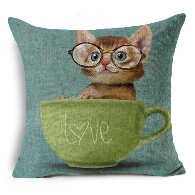 Cartoon Style Cotton Pillow Cover - 45x45cm Decorative Cushion Case