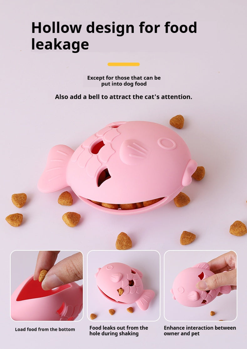 Fish-Shaped Dog Treat Dispenser Toy - Food-Grade Silicone Slow Feeder for Boredom Relief & Teeth Cleaning